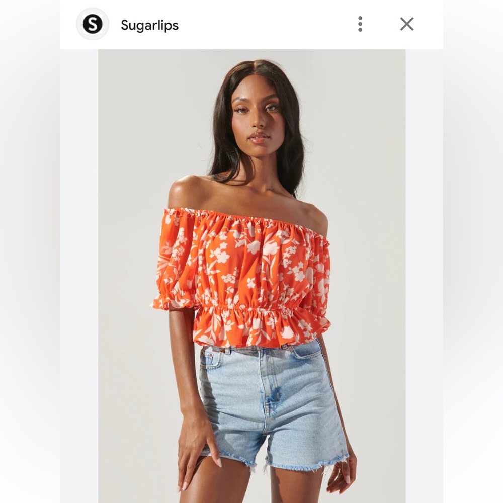 Sunset Floral Edith Off the Shoulder Ruffle Top